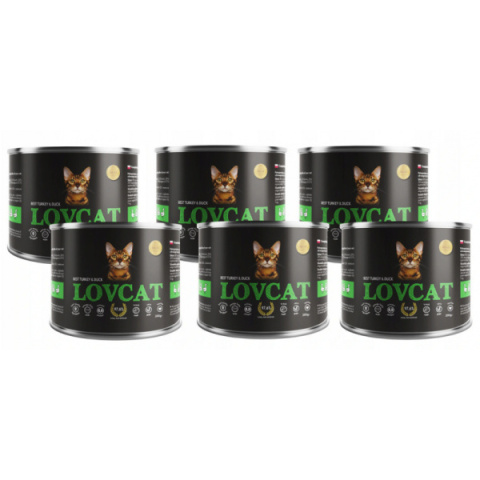 LOVCAT Best Turkey & Duck zestaw dla kotów 6x200g LOVCAT Best Turkey & Duck zestaw dla kotów 6x200g