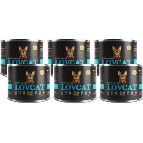LOVCAT Best Turkey & Goose - indyk z gęsią zestaw dla kotów 6x200g LOVCAT Best Turkey & Goose - indyk z gęsią zestaw dla kotów 6x200g