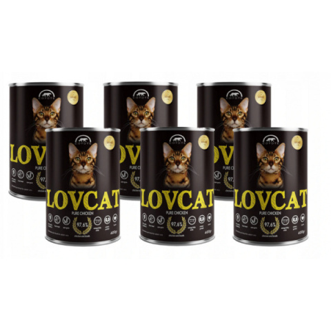 LOVCAT Pure Chicken zestaw dla kotów 6x400g LOVCAT Pure Chicken zestaw dla kotów 6x400g