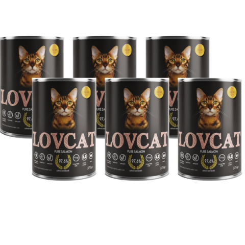LOVCAT Pure Salmon zestaw dla kotów 6x375g LOVCAT Pure Salmon zestaw dla kotów 6x375g