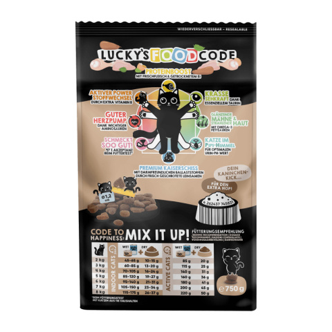 Lucky Lou Food Code Mono Królik - karma sucha dla kota 750g