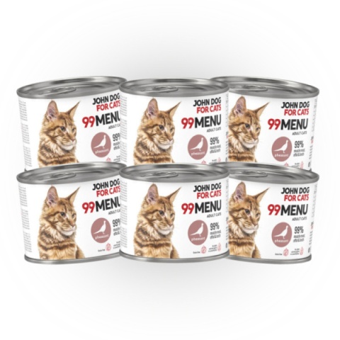 Pakiet 99 MENU John Dog for Cats kurczak i bażant - karma mokra dla kota 6x200g