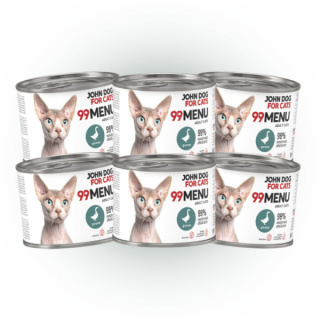Pakiet 99 MENU John Dog for Cats kurczak i gęś - karma mokra dla kota 6x200g