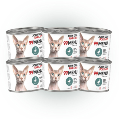 Pakiet 99 MENU John Dog for Cats kurczak i gęś - karma mokra dla kota 6x200g