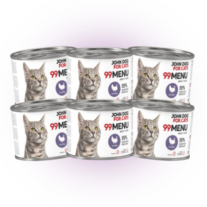 Pakiet 99 MENU John Dog for Cats kurczak i indyk - karma mokra dla kota 6x200g
