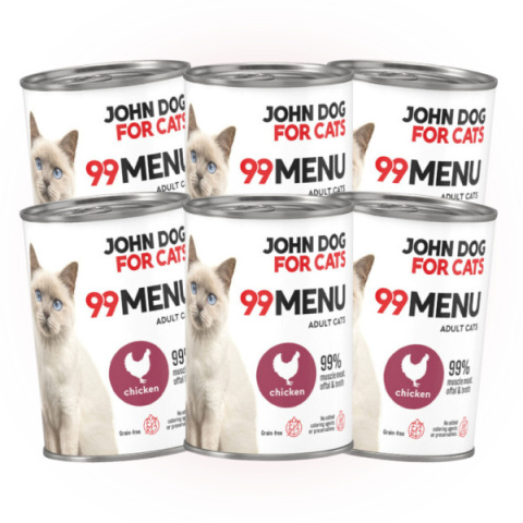 Pakiet 99 MENU John Dog for Cats kurczak - karma mokra dla kota 6x400g Pakiet 99 MENU John Dog for Cats kurczak - karma mokra dla kota 6x400g