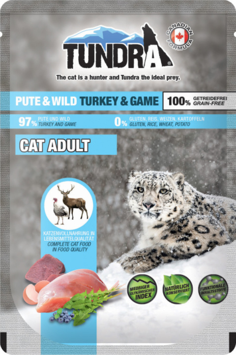 Pakiet TUNDRA Indyk i jeleń 16x85g saszetki dla kota Pakiet TUNDRA Indyk i jeleń 16x85g saszetki dla kota