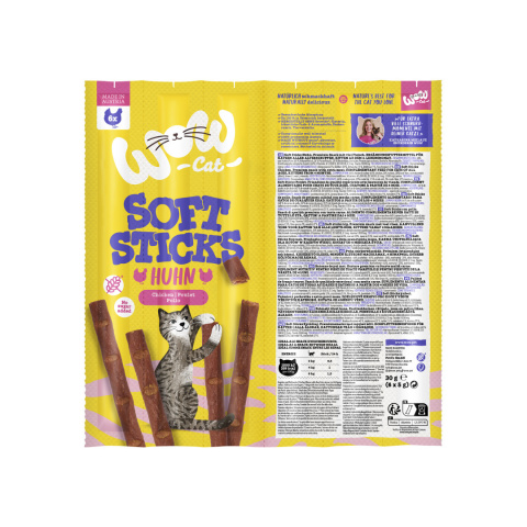 WOW CAT Soft Sticks Huhn kurczak - miękkie przysmaki dla kota 6x5g