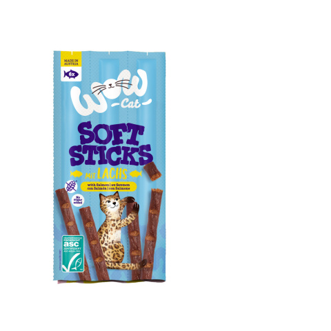 WOW CAT Soft Sticks Lachs łosoś - miękkie przysmaki dla kota 6x5g