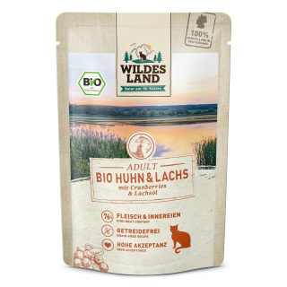 Wildes Land Cat Bio Huhn Lachs - bio kurczak z łososiem i żurawiną karma dla kota 85g