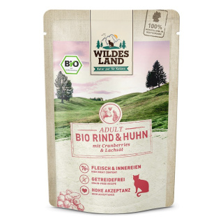 Wildes Land Cat Bio Rind Huhn - bio wołowina z kurczakiem i żurawiną karma dla kota 85g
