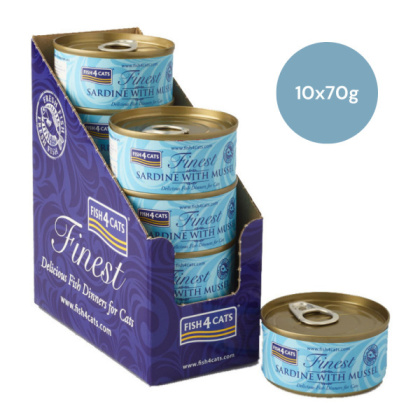 Zestaw 10x70g Fish4Cats Sardynka z omułkiem zielonowargowym