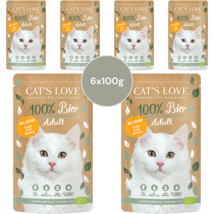 Zestaw 6x100g CAT'S LOVE Bio Chicken - ekologiczny kurczak w naturalnej galaretce
