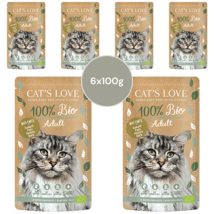 Zestaw 6x100g CAT'S LOVE Bio Duck - ekologiczna kaczka w naturalnej galaretce