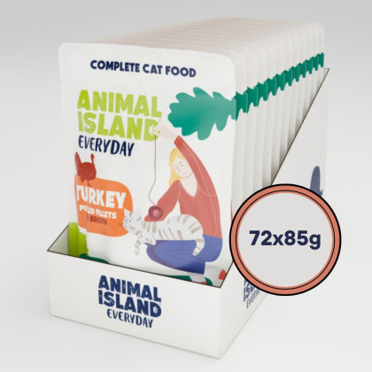 Zestaw 72x85g Animal Island Indyk fileciki w rosole - karma mokra dla kota