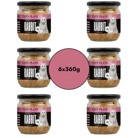 Zestaw Cats Plate Królik i Indyk 6x360g - karma dla kota