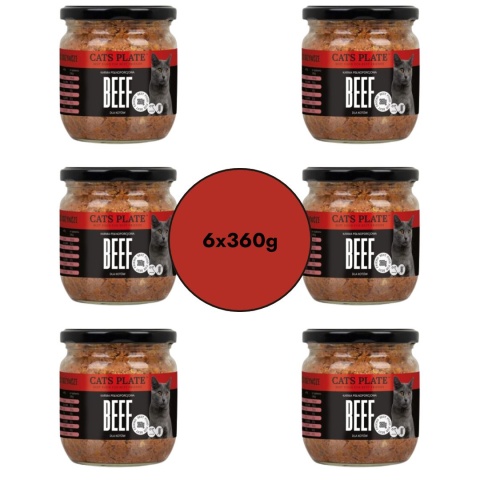 Zestaw Cats Plate Wołowina i Indyk 6x360g - karma dla kota