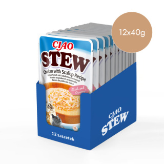 Zestaw Inaba Ciao Stew kurczak i przegrzebki - potrawka w sosie dla kota 12x40g