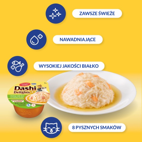Zestaw Inaba Dashi Delights kurczak tuńczyk i przegrzebki 6x70g Zestaw Inaba Dashi Delights kurczak tuńczyk i przegrzebki 6x70g