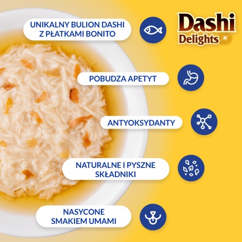 Zestaw Inaba Dashi Delights kurczak z płatkami tuńczyka Bonito 6x70g Zestaw Inaba Dashi Delights kurczak z płatkami tuńczyka Bonito 6x70g