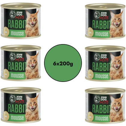 Zestaw John Dog for Cats mus królik - karma mokra dla kota 6x200g
