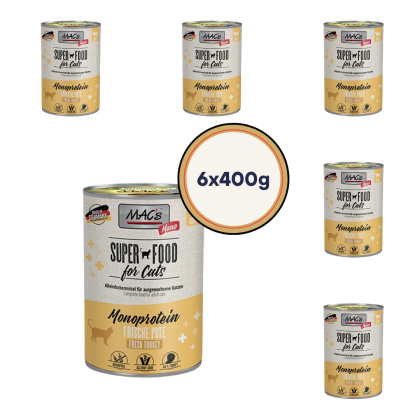 Zestaw MAC's MONO Super Food świeży indyk karma mokra dla kotów 6x400g
