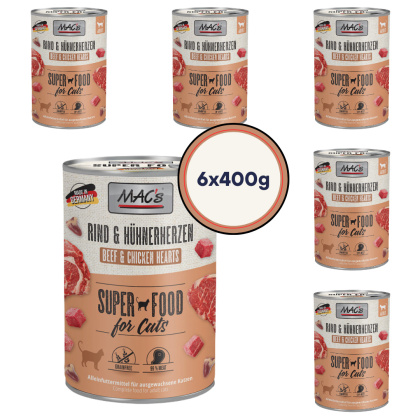 Zestaw MAC's Superfood wołowina i kurze serca 6x400g