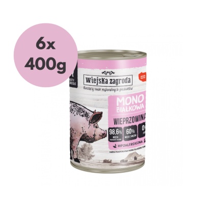 Zestaw Monobiałkowa Wiejska Zagroda Wieprzowina 6x400g