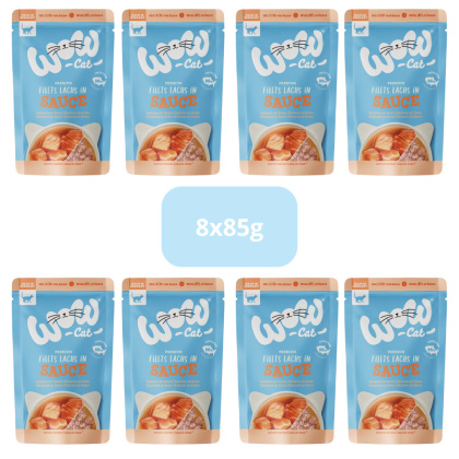 Zestaw WOW Cat Saszetki Łosoś w sosie dla kotów zestaw 8x85g