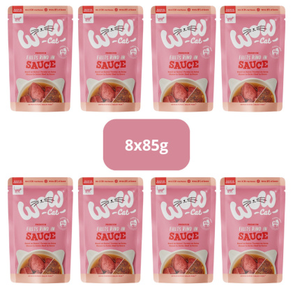 Zestaw WOW Cat Saszetki Wołowina w sosie dla kotów 8x85g