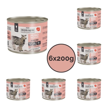 Zestaw Wiejska Zagroda Monobiałkowa Jagnięcina dla kota 6x200g