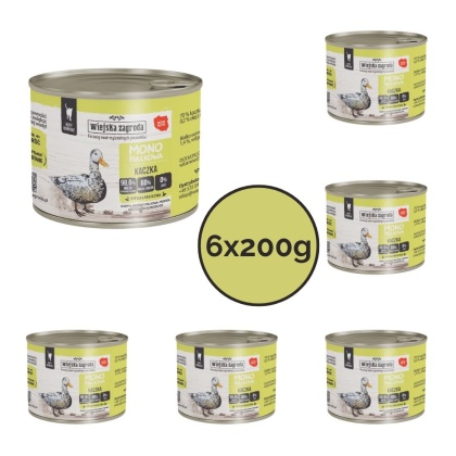 Zestaw Wiejska Zagroda Monobiałkowa Kaczka dla kota 6x200g