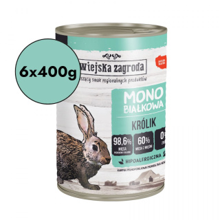 Zestaw Wiejska Zagroda Monobiałkowa Królik dla kociąt 6x400g