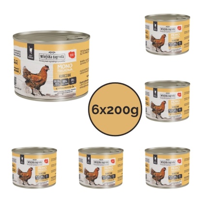 Zestaw Wiejska Zagroda Monobiałkowa Kurczak dla kota 6x200g