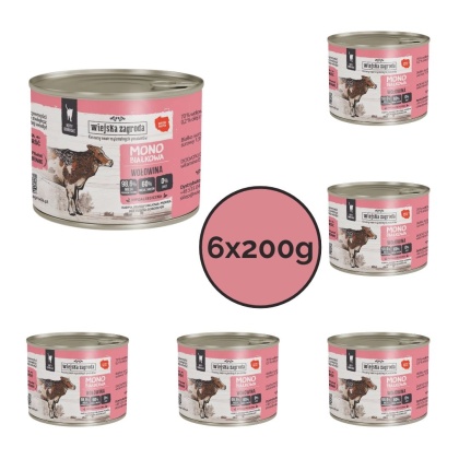 Zestaw Wiejska Zagroda Monobiałkowa Wołowina dla kota 6x200g