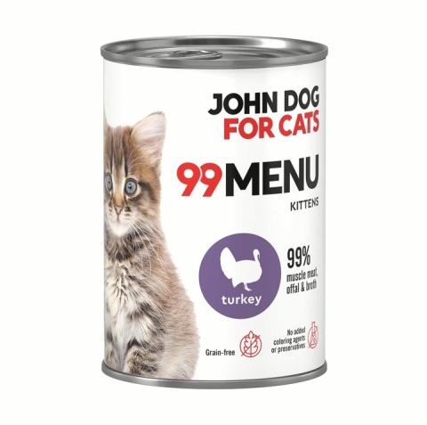 99 MENU John Dog for Cats Kitten kurczak i indyk - karma mokra dla kociąt 400g