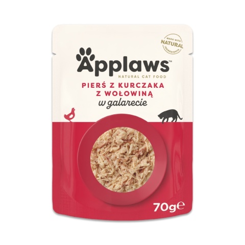 APPLAWS Cat pierś z kurczaka i wołowiną w galaretce dla kota 70g