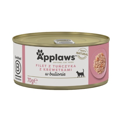 APPLAWS Cat tuńczyk z krewetkami w bulionie dla kota 70g