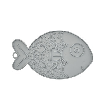 Fiboo Fishka szara - mata do lizania dla kota spowalniająca jedzenie