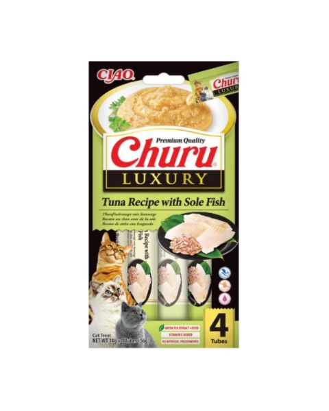 Inaba Churu Luxury Tuna Sole Fish - kremowe przysmaki z tuńczykiem i solą 4x14g