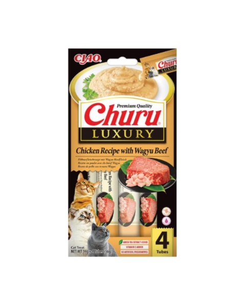 Inaba Churu Luxury Chicken Wagyu Beef - kremowe przysmaki z kurczakiem i wołowiną Wagyu 4x14g