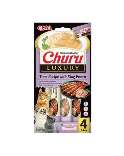 Inaba Churu Luxury Tuna Prawn - kremowe przysmaki z tuńczykiem i krewetkami tygysimi 4x14g
