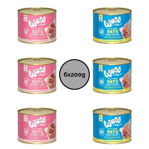 Pakiet próbny WOW Cat Junior mix smaków dla kociąt 6x200g