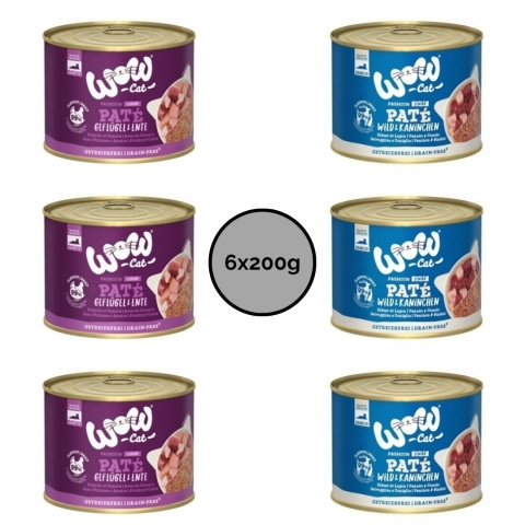 Pakiet próbny WOW Cat Senior mix smaków dla kota seniora 6x200g