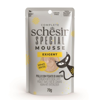 Schesir Special Mousse Exigent kurczak z wątróbką kaczą i jajkiem - karma dla kota 70g