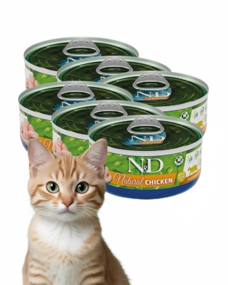 Zestaw Farmina Cat N&D Natural Chicken - karma dla kota kurczak 6x70g