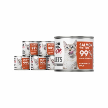 Zestaw John Dog for Cats Filety Łosoś i Jajka 6x140g - karma mokra dla kota pełnoporcjowa