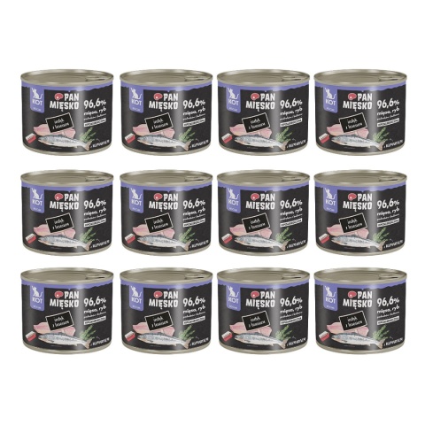 Zestaw Pan Mięsko indyk z łososiem 12x200g - mokra karma dla kociąt