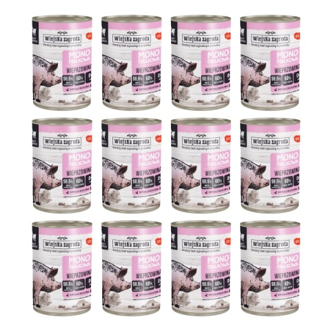 Zestaw Wiejska Zagroda Monobiałkowa Wieprzowina 12x400g