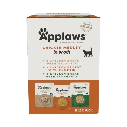 APPLAWS Cat Multipak mix smaków drobiowych w bulionie dla kota 12x70g
